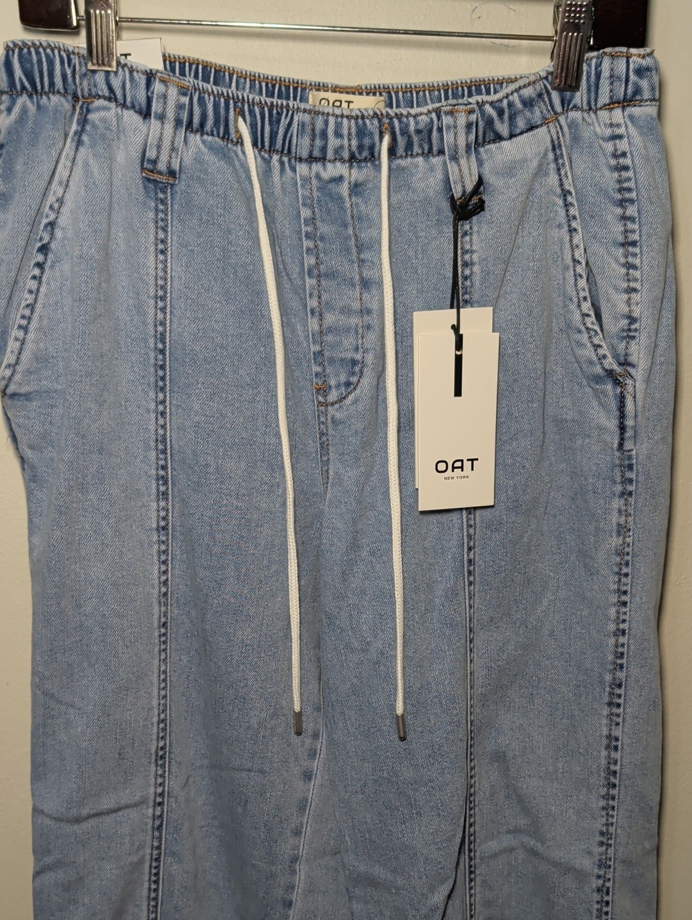 OAT New York Cloud Luxe Drawstring Wide-Leg Denim Pants Comfy Women's Size 8 - Picture 4 of 7